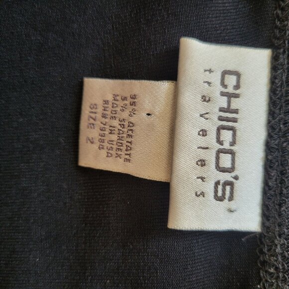 Chicos Travelers Black Tunic Dress With Turquoise Beaded Neckline Size 2 Large S - Picture 5 of 7